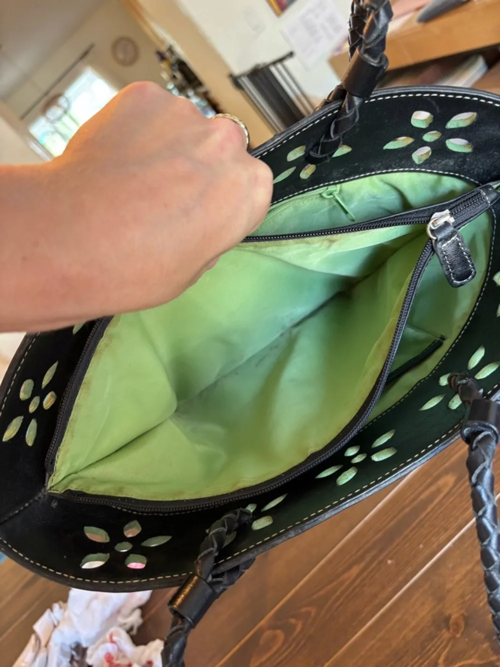 Preston & York Straw Tote Bag Genuine Leather Braided Handle Resort Summer Purse - Picture 10 of 16